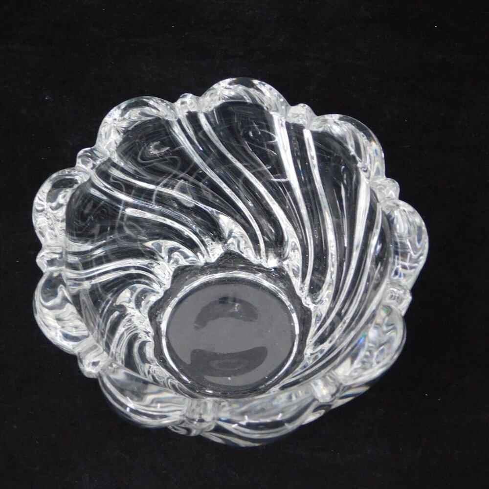 Mikasa Peppermint Clear Crystal Bowl Swirl Design Giftware 4 1/4" round Vintage - Picture 5 of 6